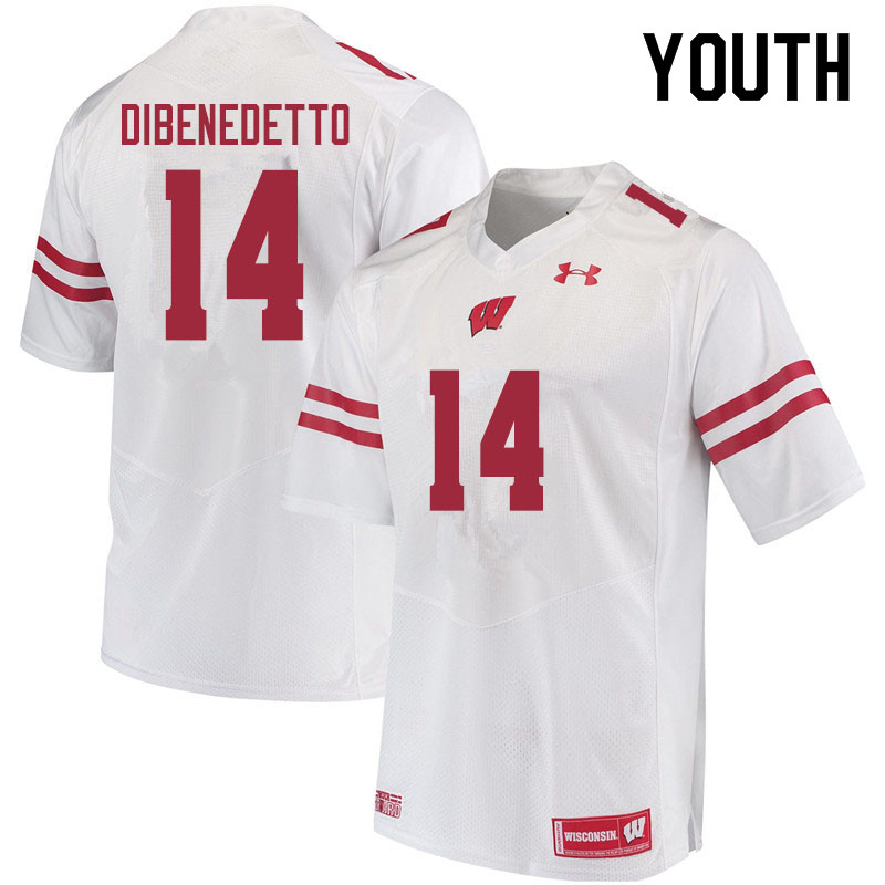 Wisconsin Badgers Youth #14 Jordan DiBenedetto NCAA Under Armour Authentic White College Stitched Football Jersey XW40Q75LW